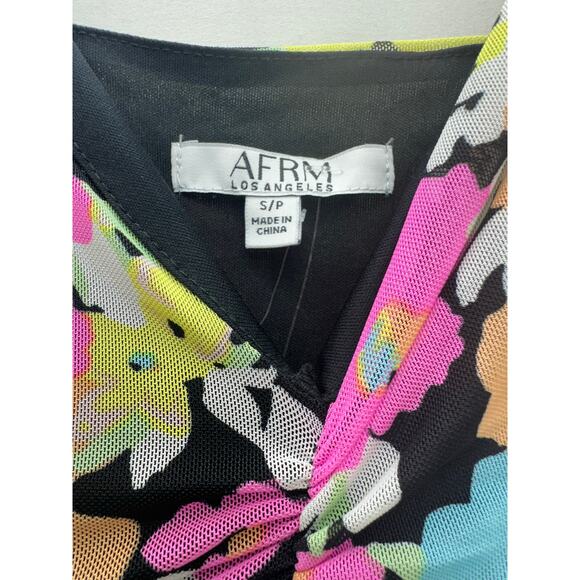 AFRM multi colored floral ruched fitted dress S NWTS - Picture 4 of 5